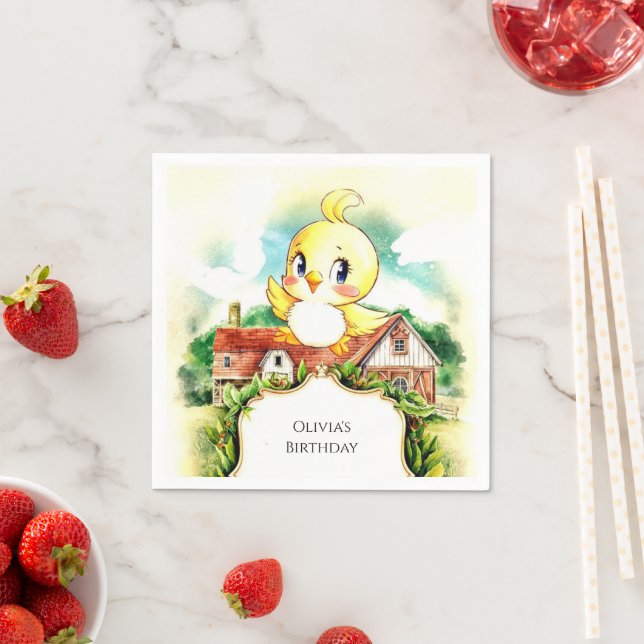 Cute Enchanted Chicken Birthday Napkin (Insitu)