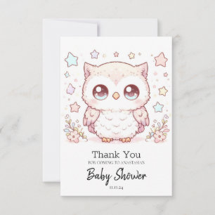 Cute Enchanted Owl Baby Shower Thank You Card