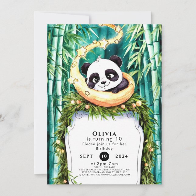 Cute Enchanted Pastel Panda Birthday Invitation (Front)