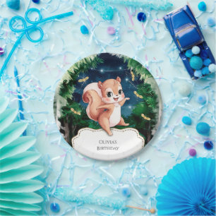 Cute Enchanted Squirrel Birthday Paper Plate
