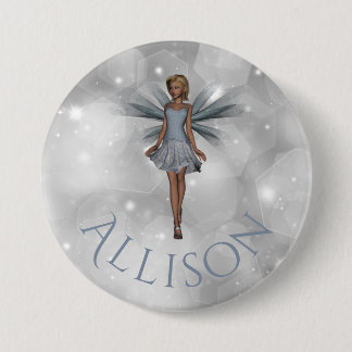 Cute Enchanted Whimsical Fantasy Fairy Silver Name 7.5 Cm Round Badge