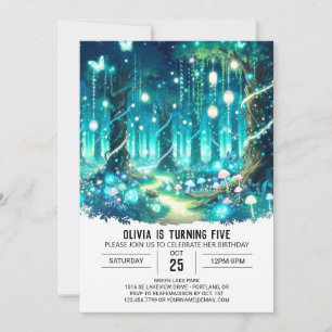 Cute Enchanted Woodland Digital Birthday Invitation