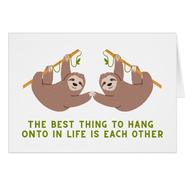 Cute Engagement Congratulations Card Sloths (Front Horizontal)