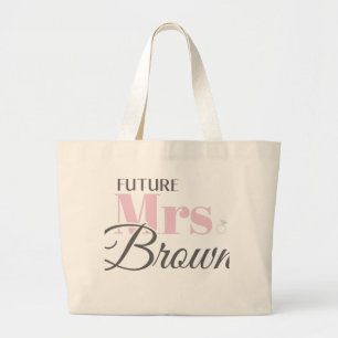 Cute Engagement Future Mrs Brown Bachelorette Large Tote Bag
