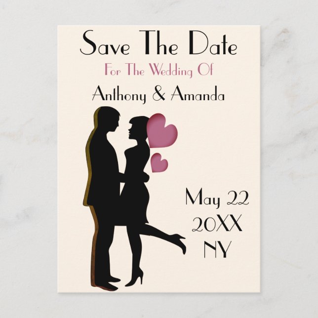 Cute Engagement & Save the Date Postcard (Front)