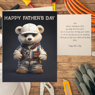 Cute Engineer Teddy Bear Handy Dad Father's Day Card