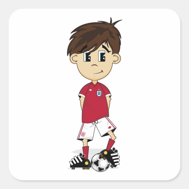 Cute England Soccer Boy Sticker (Front)