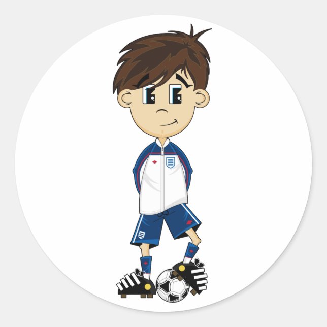 Cute England Soccer Boy Sticker (Front)