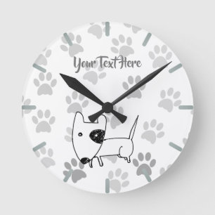 Cute English Bull Terrier Round Clock