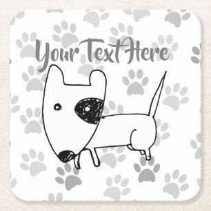 Cute English Bull Terrier Square Paper Coaster