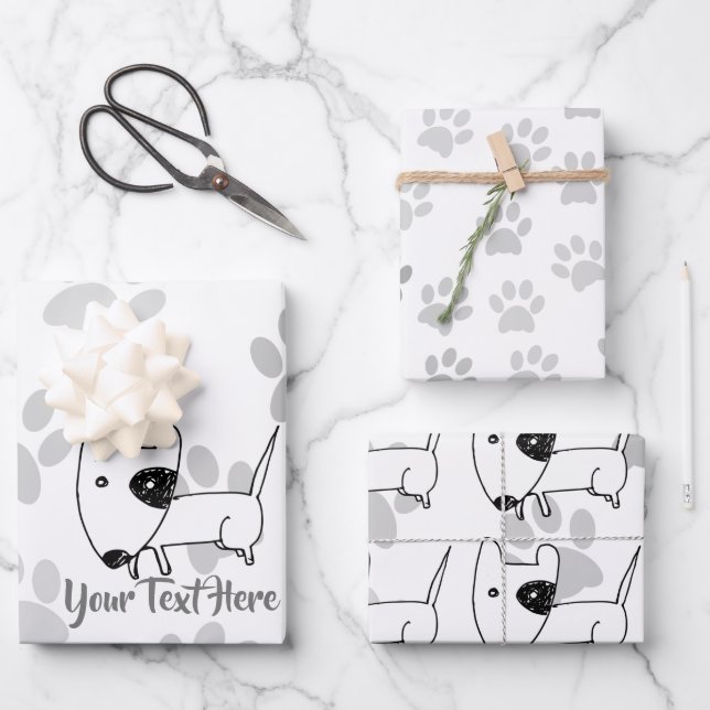 Cute English Bull Terrier Wrapping Paper Sheet (Front)