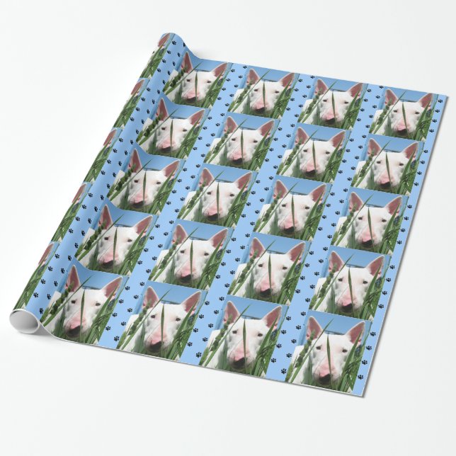 Cute English Bull Terrier-Your Best Friend Wrapping Paper (Unrolled)