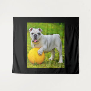 Cute English Bulldog Basketball Bulldog Lover Gift Tapestry