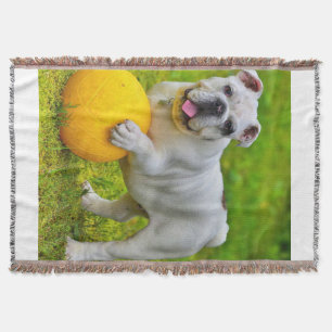 Cute English Bulldog Basketball Bulldog Lover Gift Throw Blanket