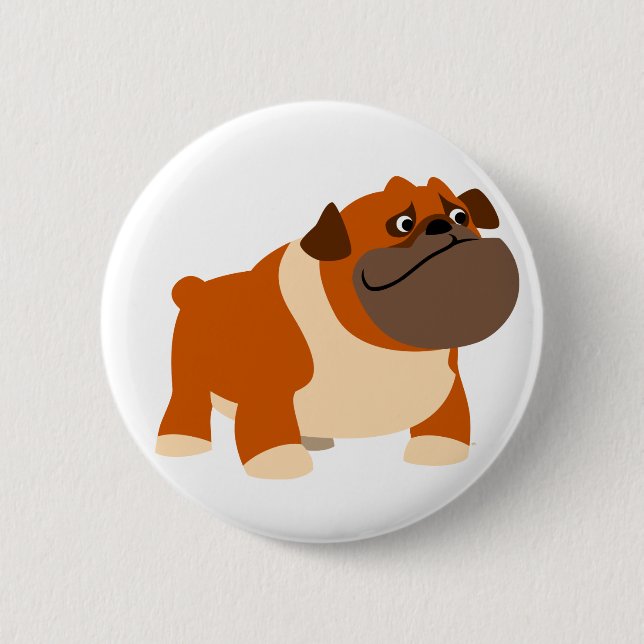 Cute English Bulldog Button (Front)