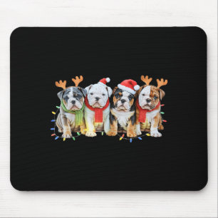Cute English Bulldog Christmas Lights Xmas Bulldog Mouse Pad