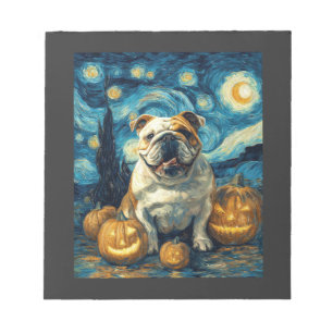 Cute English Bulldog Dog Halloween Jack O Lantern  Notepad