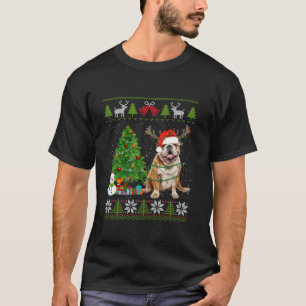 Cute English Bulldog Dog Santa Hat Ugly Sweater Xm