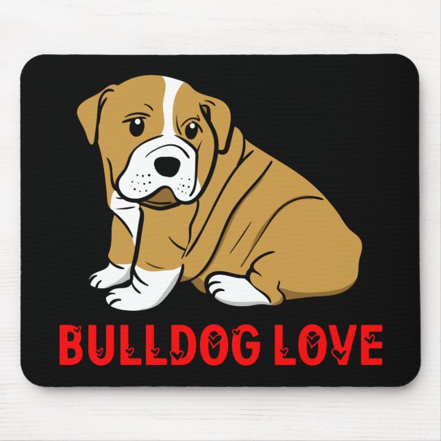Cute English Bulldog Gift Cartoon Puppy Dog  Mouse Pad (Front)