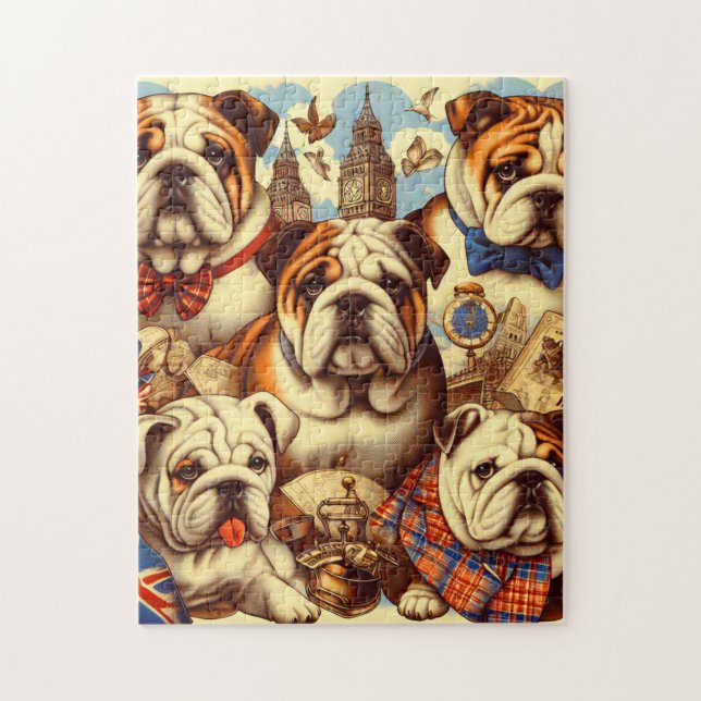 Cute English Bulldog Painting Jigsaw Puzzle (Vertical)