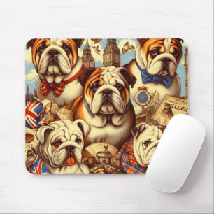 Cute English Bulldog Painting Mouse Pad