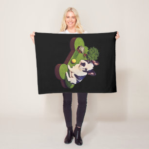 Cute English Bulldog Tennis Ball Fleece Blanket