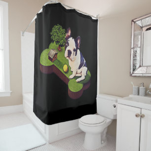 Cute English Bulldog Tennis Ball Shower Curtain