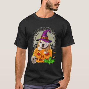 Cute English Bulldog Witch Pumpkin Halloween Dog L T-Shirt