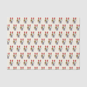 Cute English Bulldog with Reindeer Hat - Christmas Tissue Paper