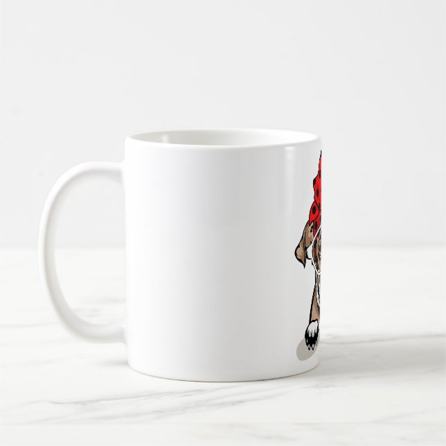 Cute English Bulldog Xmas Red Plaid Headband And G Coffee Mug (Left)