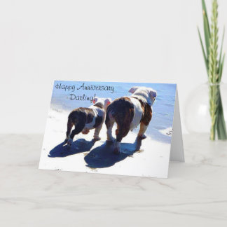 Cute English Bulldogs Happy Anniversary Card