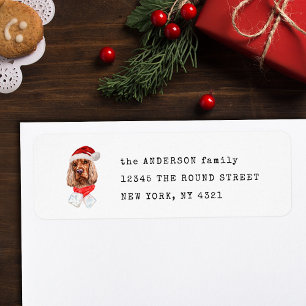 Cute English Cocker Christmas Dog Return Address Label