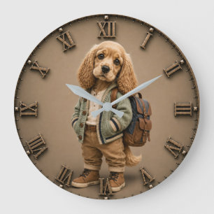 Cute English Cocker Spaniel Puppy Large Clock