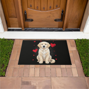 Cute English Cream Golden Retriever Dog Doormat