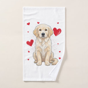 Cute English Cream Golden Retriever Dog Hand Towel