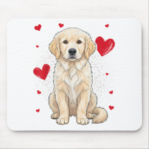 Cute English Cream Golden Retriever Dog Mouse Pad