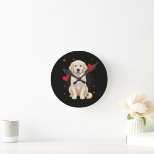Cute English Cream Golden Retriever Dog Round Clock