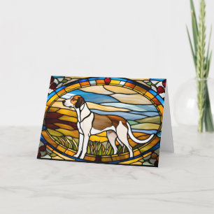 Cute English Foxhound Stained Glass Card