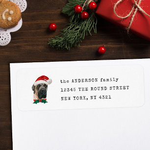 Cute English Mastiff Christmas Dog Return Address Label