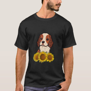 Cute English Setter Dog Sunflower Graphic for Wome T-Shirt