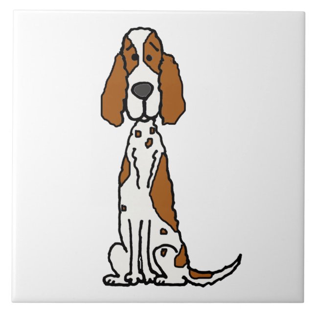 Cute English Setter Puppy Dog Cartoon Ceramic Tile (Front)