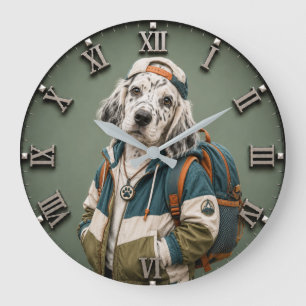 Cute English Setter Puppy Large Clock
