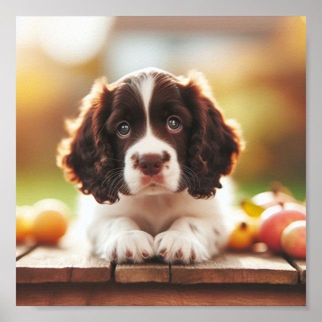cute English Springer Spaniel puppy Poster (Front)