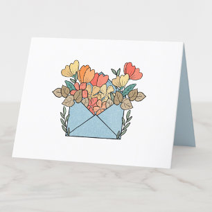 Cute Envelope with Orange Flowers Blank Thank You Card