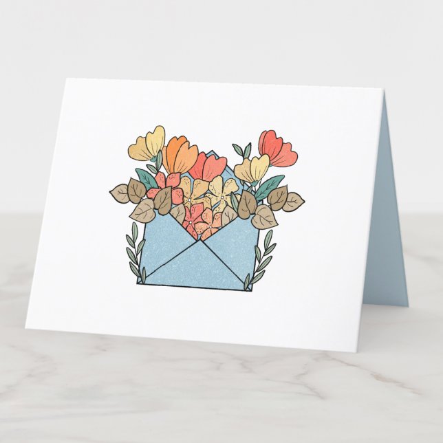 Cute Envelope with Orange Flowers Blank Thank You Card (Creator Uploaded)