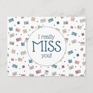 Cute Envelopes Miss You Teacher Postcard