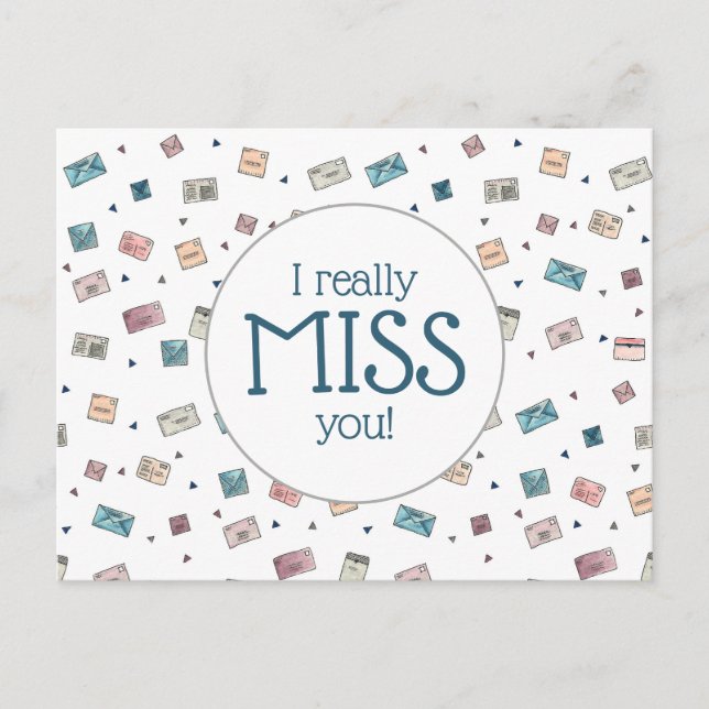 Cute Envelopes Really Miss You Teacher Postcard (Front)