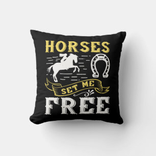 Cute Equestrian Gift Black Western Horse Cushion
