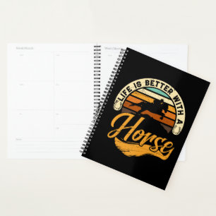 Cute Equestrian Gifts Horseback Riding Black Horse Planner