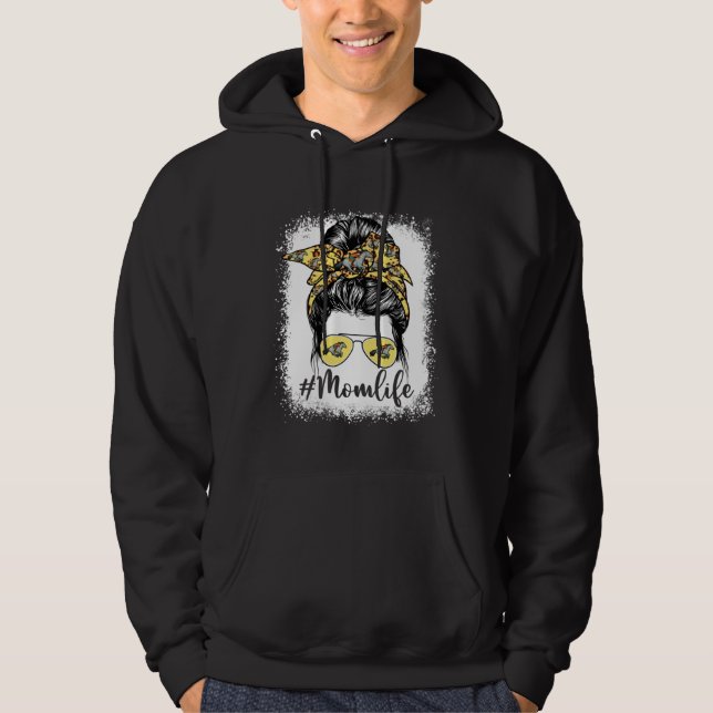 Cute Equestrian Mom Life Messy Bun Game Day Mother Hoodie (Front)